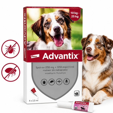 Advantix – Pipetă Repelentă pentru Câini 10–25 kg (Deparazitare Externă, Elanco)